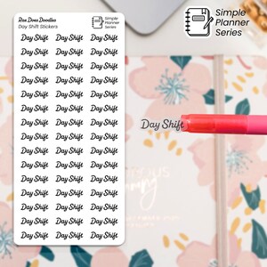 Clear Day Shift Planner Stickers | Simple Day Shift Planner Stickers