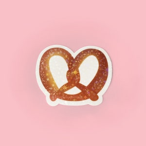 Pretzel Holographic Glitter Sticker | Soft Pretzel Kiss Cut Sticker | Salty Snack Sticker