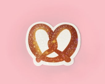 Pretzel Holographic Glitter Sticker | Soft Pretzel Kiss Cut Sticker | Salty Snack Sticker