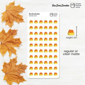 Candy Corn Planner Sticker Sheet | Mini Clear Matte or Regular Pumpkin Candy Corn Stickers | Halloween | Fall