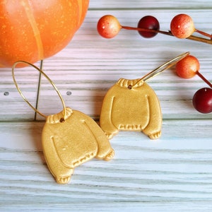 Gold Sweater Weather Hoop Earrings | Fall Earrings | Winter Earrings | Statement Earrings | Polymer Clay Earrings | Hypoallergenic |