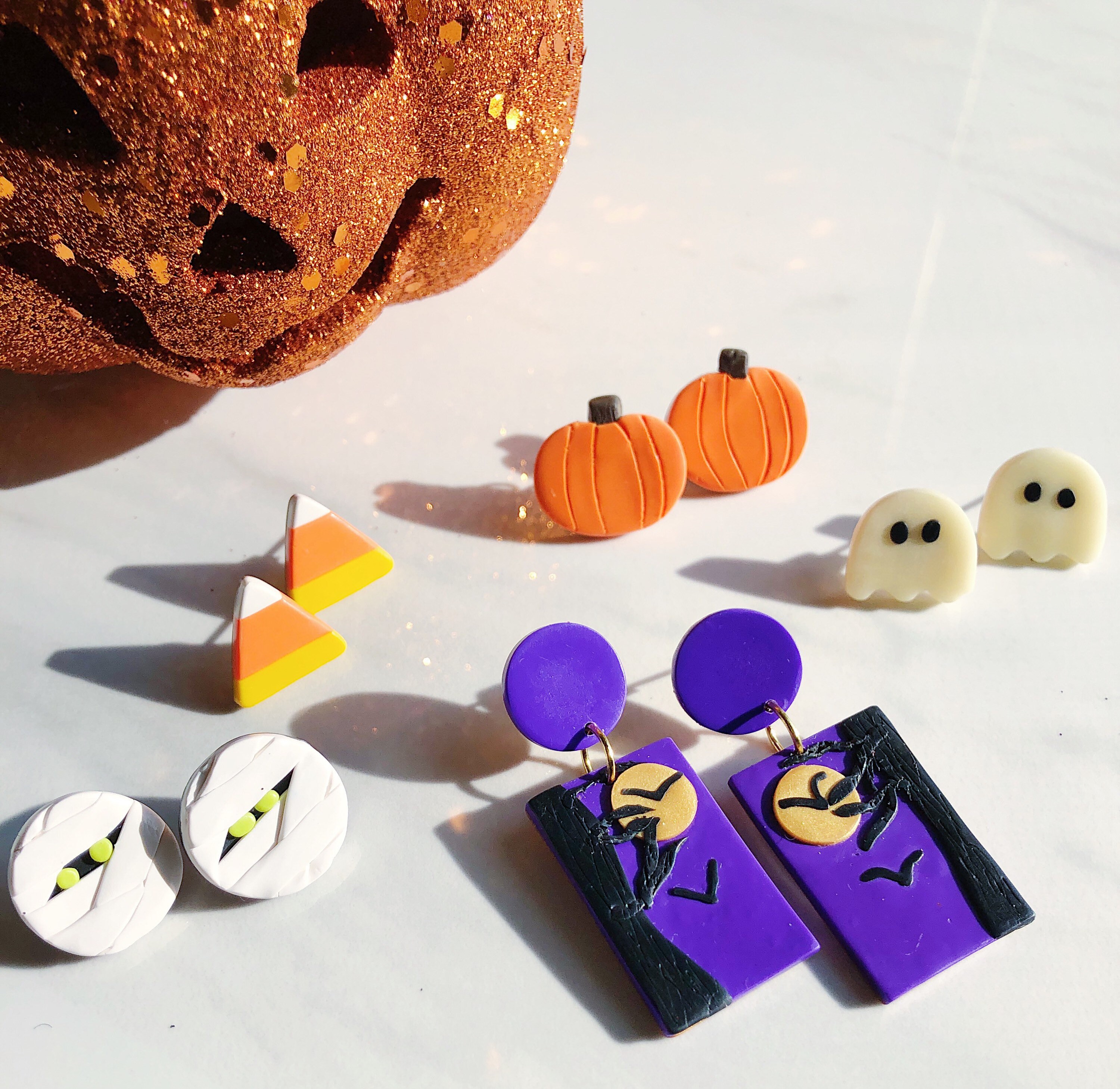 Spooky Collection Mummy Studs Halloween Earrings Polymer  Etsy