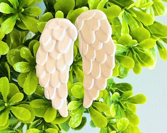 Ivory Angel Wing Studs | Polymer Clay | Statement Earrings | Heavenly Earrings | Hypoallergenic | Gift