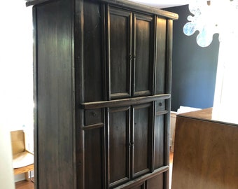 Large Black 19th Century Chinese Softwood Cabinet