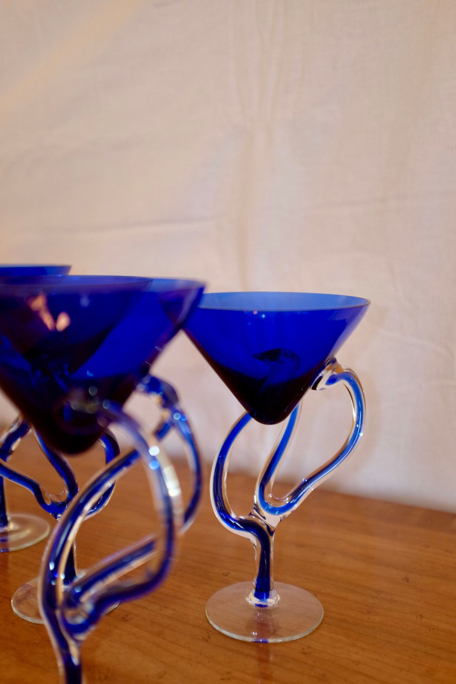 Pair Jozefina Krosno Jellyfish Martini Glasses Etsy