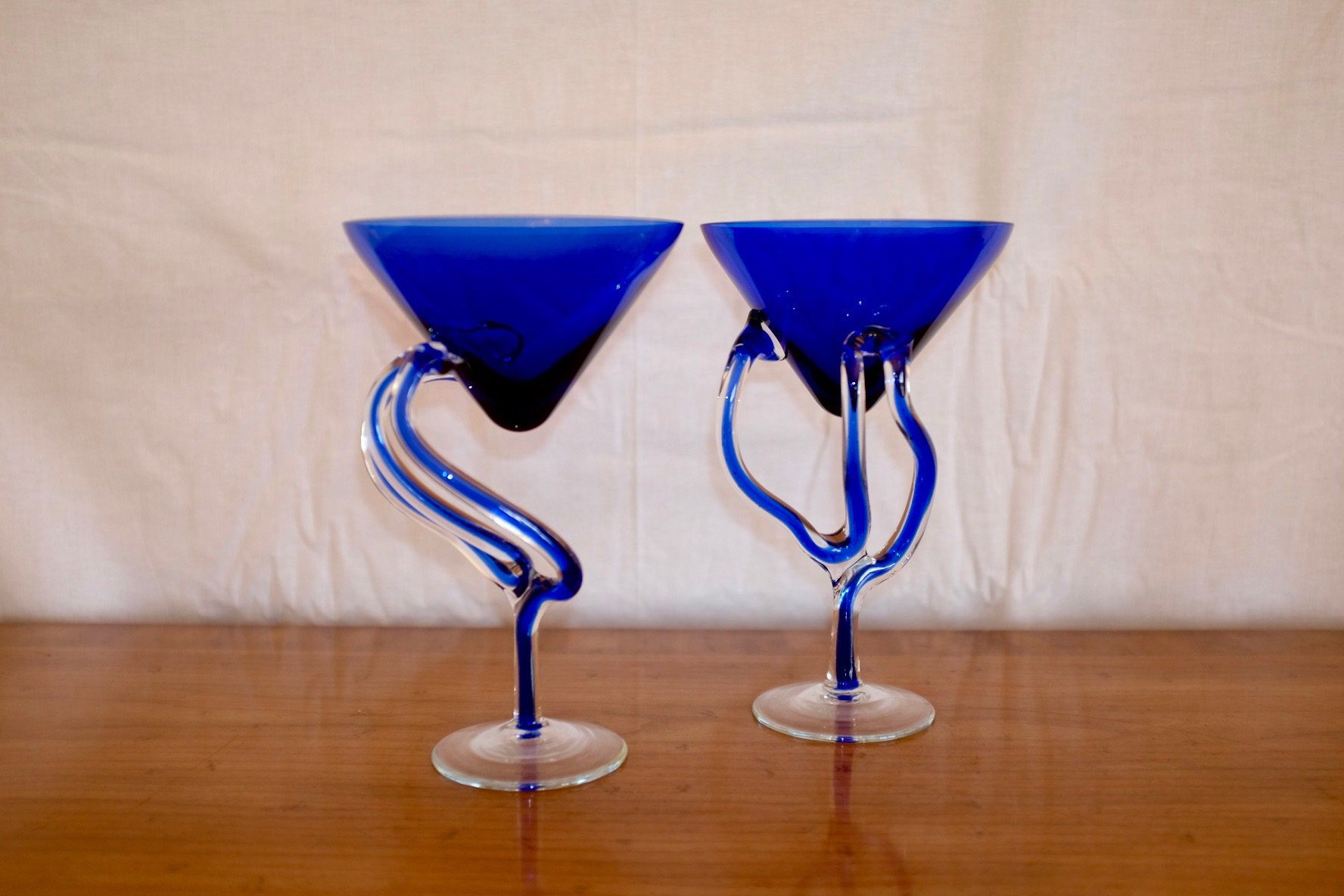 Pair Jozefina Krosno Jellyfish Martini Glasses Etsy