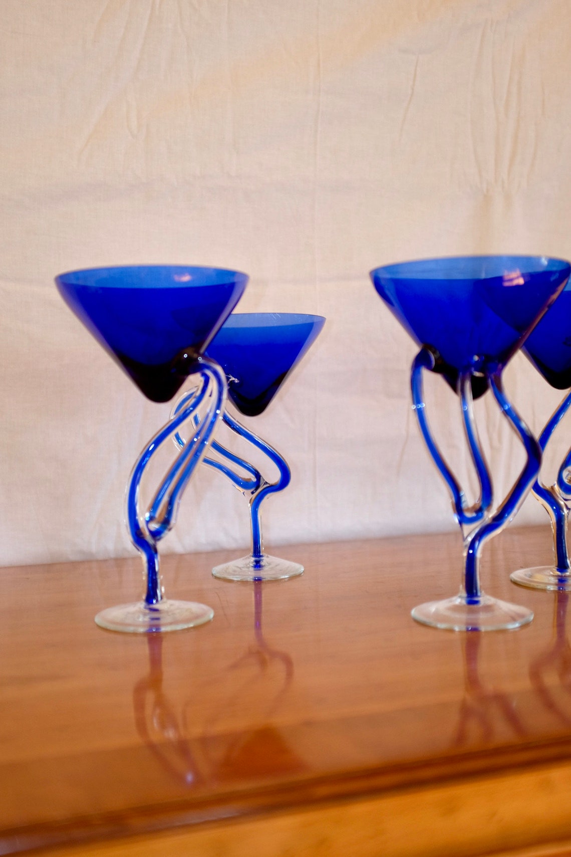 Pair Jozefina Krosno Jellyfish Martini Glasses Etsy