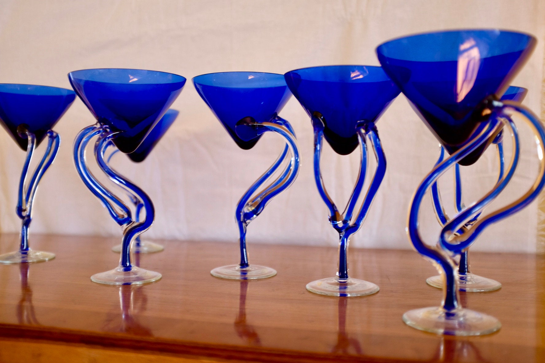 Pair Jozefina Krosno Jellyfish Martini Glasses Etsy