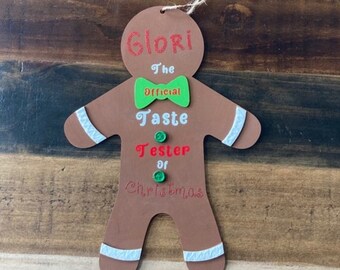 Personalized Gingerbread Man Christmas Decor | Wood Gingerbread Man Hanging Sign