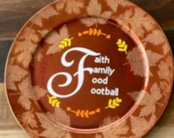 Faith Family Food and Football Fall Decorative Plate | Favorite Fall Things