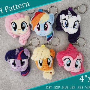 Pluszowa zawieszka inspirowana serialem MLP, wzory cyfrowe ITH ~ Applejack - Fluttershy - Pinkie Pie - Rainbow Dash - Rzadkość - Twilight Sparkle ~