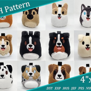 Squishbean Dogs komplett kollektion Charm ITH broderimönsterset