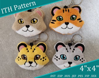Big Cat Plushie Charm ITH Embroidery Patterns ~ Cheetah - Lioness - Snow Leopard - Tiger ~