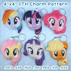 MLP Mane 6 Inspired Plushie Charm ITH Embroidery Pattern Set