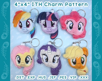 MLP Mane 6 Inspired Plushie Charm ITH Embroidery Pattern Set