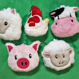 Farm Animal Plushie Keychain ~ Alpaca - Chicken - Cow - Pig - Sheep ~