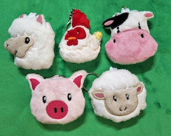 Farm Animal Plushie Keychain ~ Alpaca - Chicken - Cow - Pig - Sheep ~