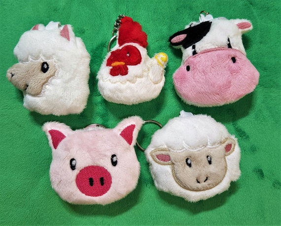 Farm Animal Plushie Keychain Alpaca Chicken Cow Pig - Etsy