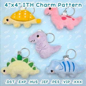 ITH-borduurpatroonset Chibi-dinosaurus knuffelbedel