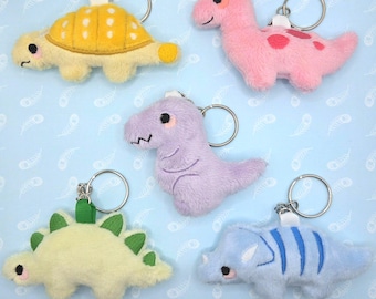 Chibi Dinosaur Plushie Keychain ~ Ankylosaurus - Brachiosaurus- Stegosaurus - Triceratops - Tyrannosaurus Rex ~