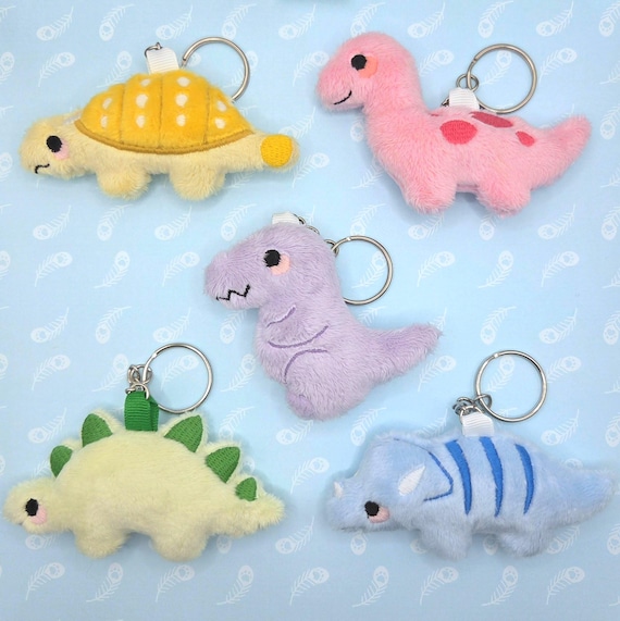 Chibi Dinosaur Plushie Keychain ~ Ankylosaurus - Brachiosaurus- Stegosaurus - Triceratops - Tyrannosaurus Rex ~