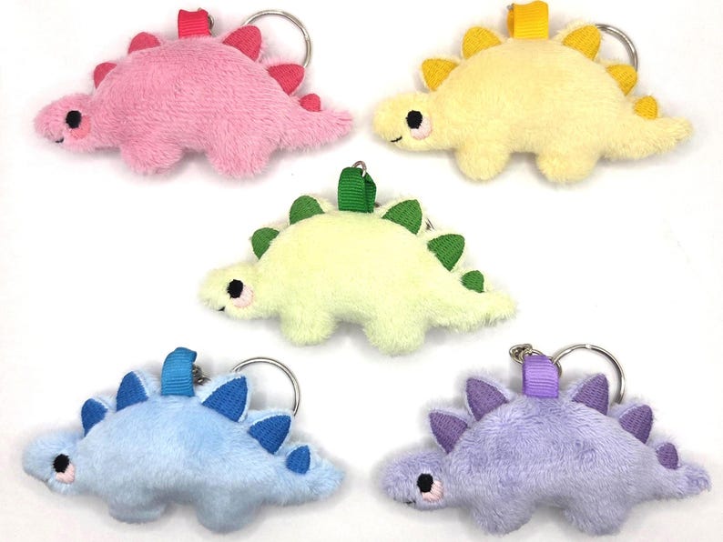Chibi Dinosaur Plushie Keychain ~ Ankylosaurus - Brachiosaurus- Stegosaurus - Triceratops - Tyrannosaurus Rex ~ Stegosaurus