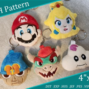 Super Mario RPG Inspired Plushie Charm ITH Digital Patterns ~ Mario - Princess Peach - Bowser - Geno - Mallow ~