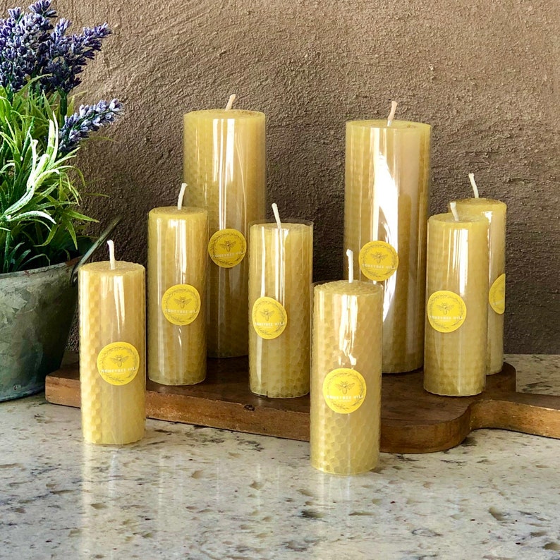 Rolled Beeswax Candles 100 Beeswax Unscented Taper Etsy