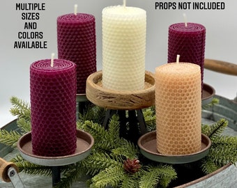 Beeswax Advent Candles; Plum; Blue; Purple; Red; White; Unscented Rolled 100% Beeswax Candles