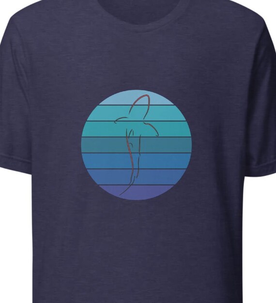 Shark silhouette shirt with layered water backdrop