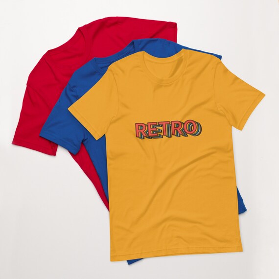 Retro Block Letter T-Shirt – Vintage Style Graphic Tee – Bold 70s 80s Throwback Shirt for Nostalgia Lovers