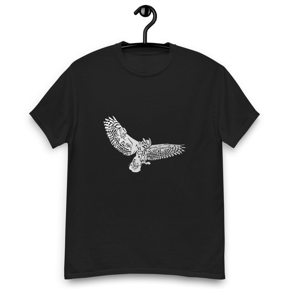 Spirit Animal Owl T-Shirt – Mystical Flying Owl Graphic Tee – Tribal Animal Totem Shirt for Nature & Night Lovers