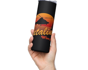 Catalina Wine Mixer Tumbler – Funny Step Brothers Quote Cup – Sunset Helicopter Stainless Steel Wine Travel Mug