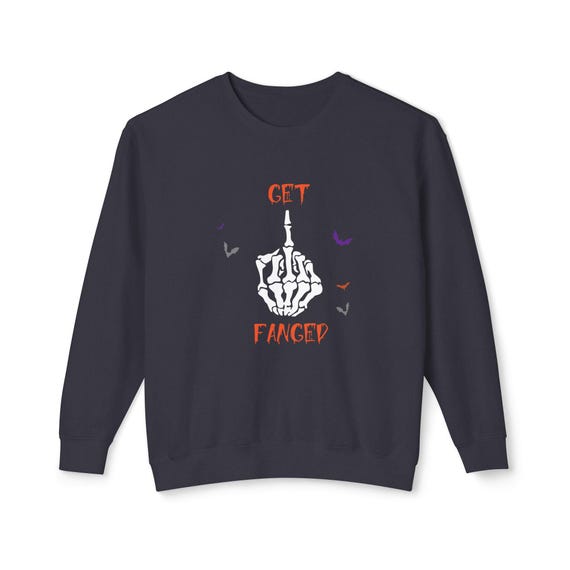 Get Fanged Halloween Shirt – Skeleton Middle Finger Funny Spooky Sweatshirt