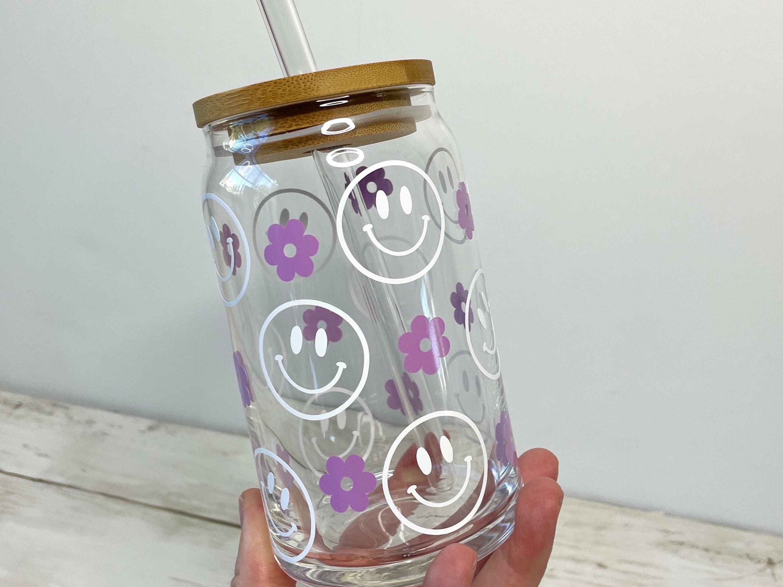 Smiley 16 oz. Glass Cup – Moody and Peachy