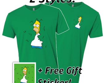 Homer Simpson Bush Exit Meme Tee Shirt (Bye-Bye Bushes) "Two Bad Neighbors" S7E13 1996