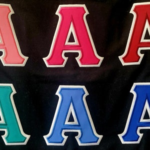 4 inch Instant Iron-On Greek Alphabet Letters (with White Outline) for Fraternities and Sororities