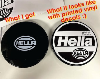 Hella Retro “500” Overlay Printed Vinyl Decal for AUX Fog Light LED Covers (Sold in Pairs)