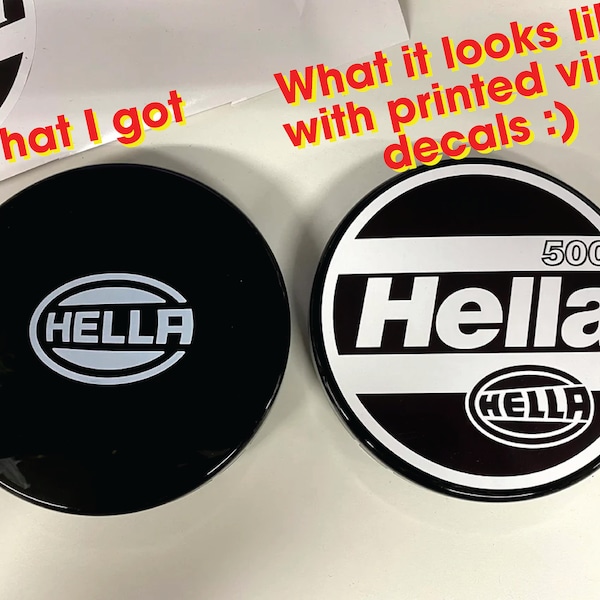 Hella Retro “500” Overlay Printed Vinyl Decal for AUX Fog Light LED Covers