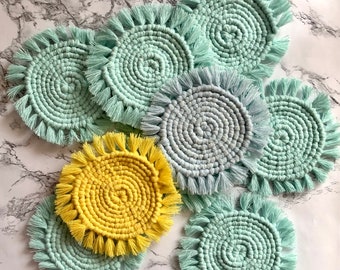 Spring Macrame Coasters | Set of 2 | Birthday Gift for Her or Him | Gift | Home Decor | Living Room Decor | Handmade | Home Decoration
