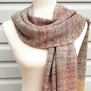 Handwoven Scarf, Earth Tones, Fringed Woven Scarf, Neutral Accessory, Women&#39;s Scarf