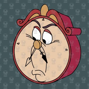 La Bella e la Bestia Cogsworth Head SVG - COLORE