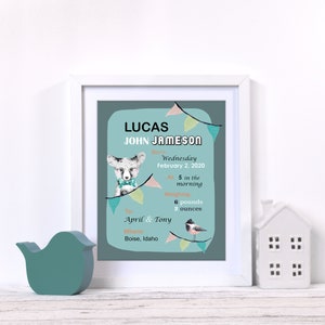 Personalizado nuevo bebé niño nacimiento estadísticas cartel - imagen digital
