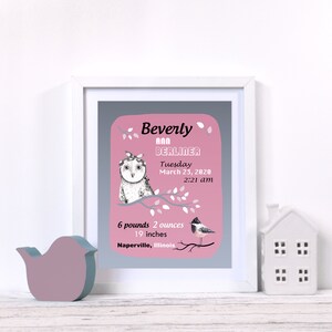Personalizado bebé niña nacimiento estadísticas cartel - imagen digital