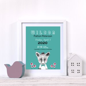 Personalizado nuevo bebé niño nacimiento estadísticas cartel - imagen digital