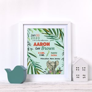 Personalizado nuevo bebé niño nacimiento estadísticas cartel - imagen digital