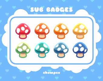 Odznaki Rainbow Mushroom Sub | Grzyb | Roślina | Natura | Streamer | Twitch