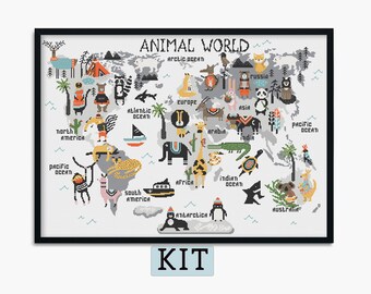 Cross stitch kit animal world, borduurkit