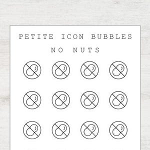 NO NUTS Allergy Spezielle Diät Petite Icon Bubbles Translucent Clear Matte Permanent Aufkleber