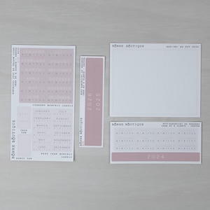 AÑO 2025 DE UN VISTAZO Hobonichi A6 Original (cubierta amarilla) y A5 Cousin en SAKURA - Kit anual - Tema de color rosa pálido y medio B251, B252